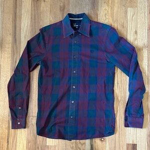 Fred Perry Burgundy and Navy Plaid Button-Down Shirt